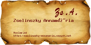 Zselinszky Annamária névjegykártya